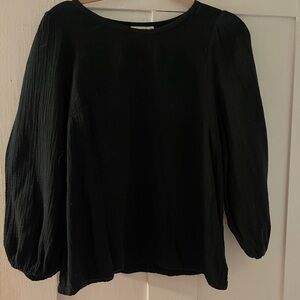Universal Thread Black Long Sleeve Puff-Sleeve Top